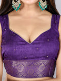 Pure Silk Woven Zari Saree With Jacquard Border And Blouse Piece