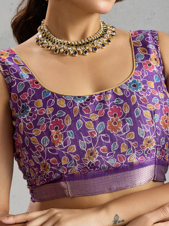 Pure Chiffon Digital Printed Woven Saree With Woven Border And Fancy Tassels