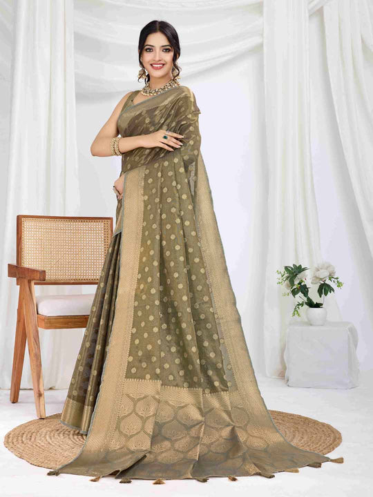 Black Pure Tissue Silk Banarasi Saree With Brocade Blouse Piece