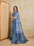 Indigoblue Pure Cotton Tie And Dye Printed Banarasi Rich Pallu Saree With Zari Tassels Saree With Blouse Piece