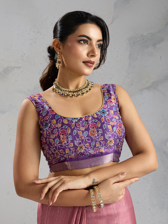 Pure Chiffon Digital Printed Woven Saree With Woven Border And Fancy Tassels