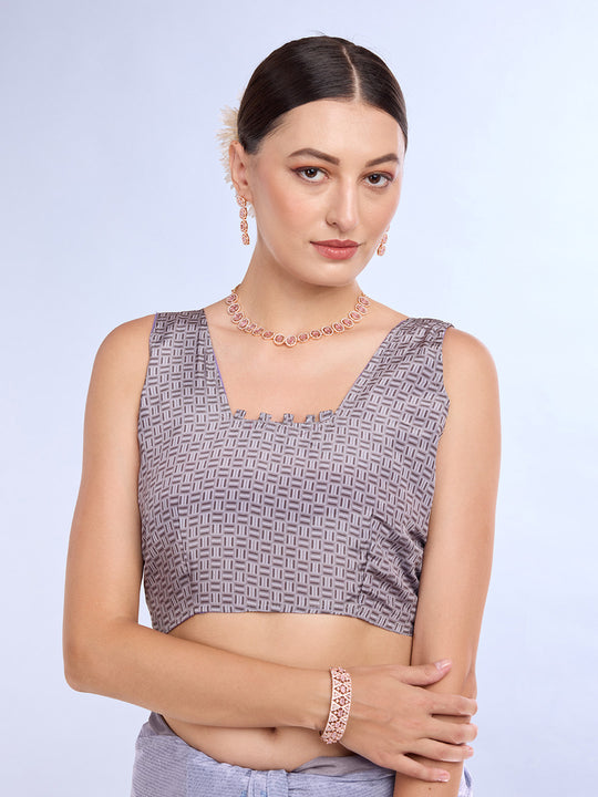 Lavender Satin Saree With Blouse Piece