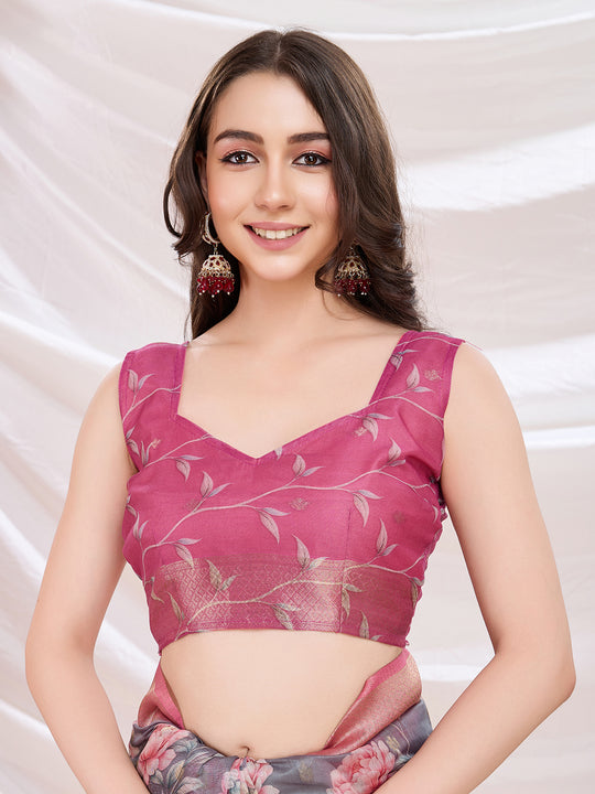 Purple Banarasi Cotton Festive Wear Saree With Blouse Piece