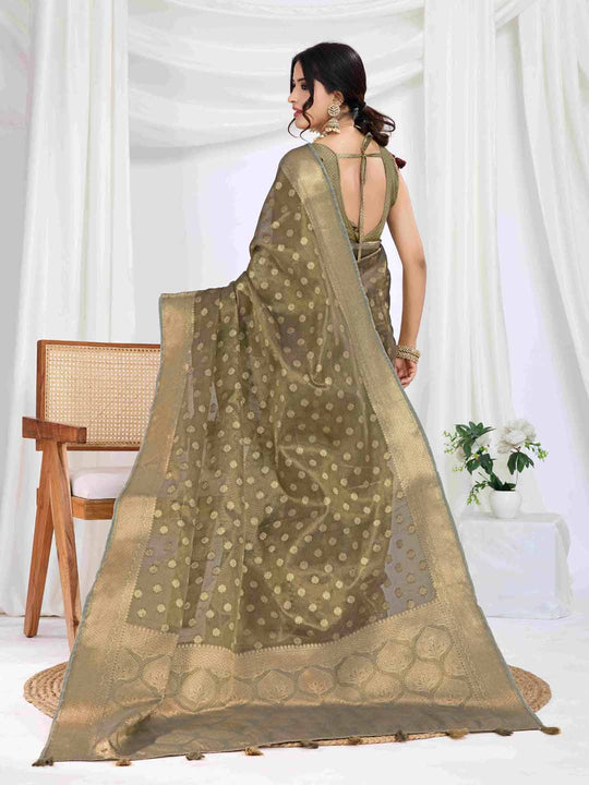 Black Pure Tissue Silk Banarasi Saree With Brocade Blouse Piece