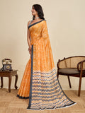 Yellow Linen Saree With Jari Border All Over Single Colour Printed Saree With Blouse Piece