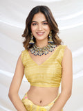 Yellow Handloom Silk Festive Wear Saree With Blouse Piece