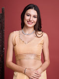 Cream Linen Blend Saree With Blouse Piece