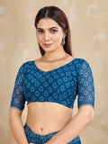 Pure Chiffon Bandhani Printed Saree With Viscose Woven Border And Blouse Piece