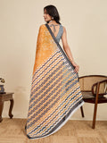 Yellow Linen Saree With Jari Border All Over Single Colour Printed Saree With Blouse Piece