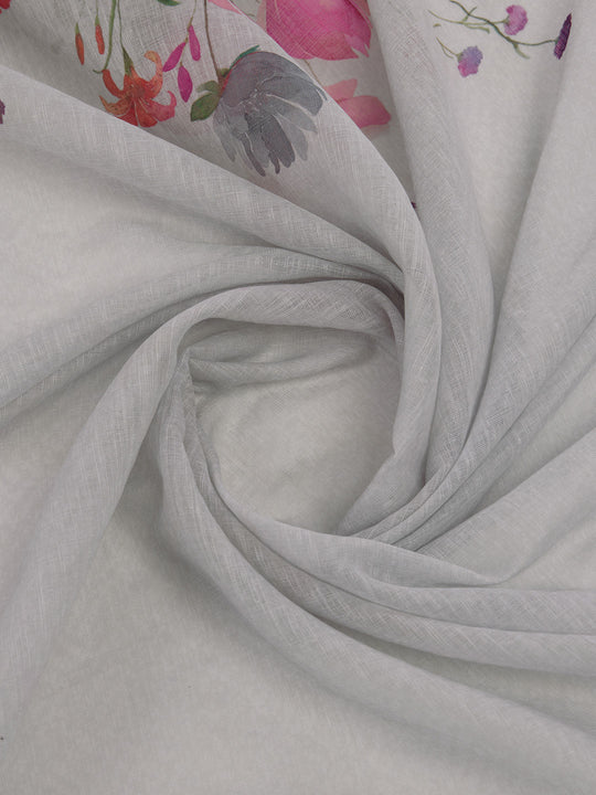 Off White Linen Blend Saree With Blouse Piece