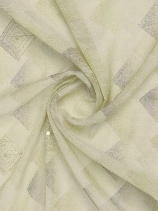 Green Tissue Linen Blend Saree With Blouse Piece