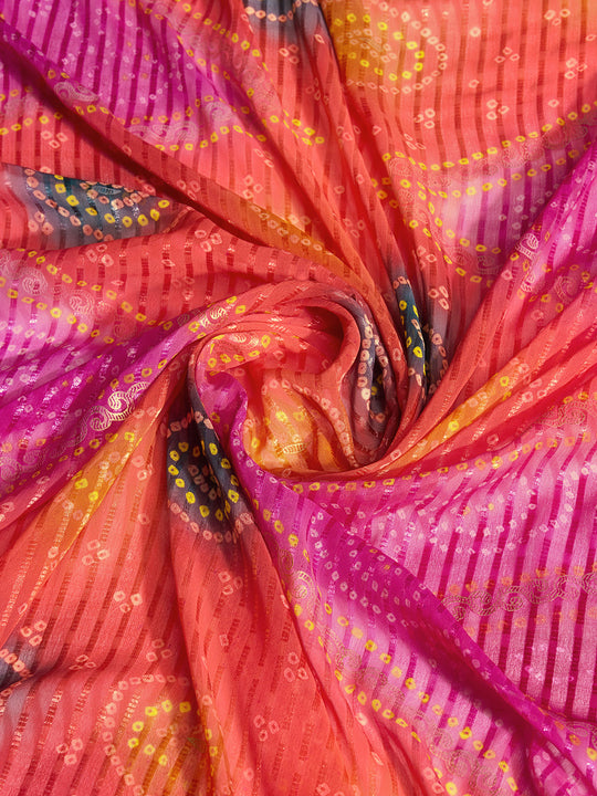 Pink Weightless Poly Chiffon Saree With Blouse Piece