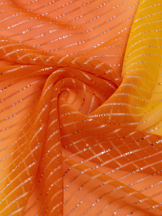 Yellow & Orange Weightless Saree With Blouse Piece