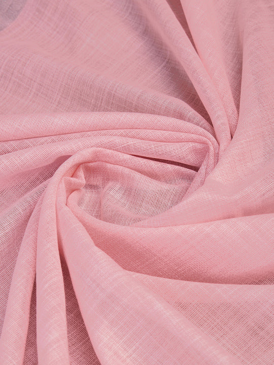 Peach Linen Blend Daily Wear Saree With Blouse Piece