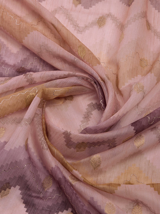 Cream Cotton Blend Saree With Blouse Piece