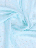 Blue Crepe Georgette Gold Foil Embellished Printed Saree With Blouse Piece