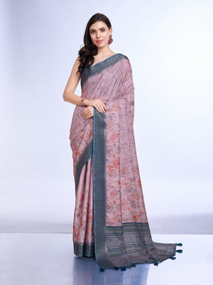 Lavender Poly Silk Daily Wear Saree With Blouse Piece