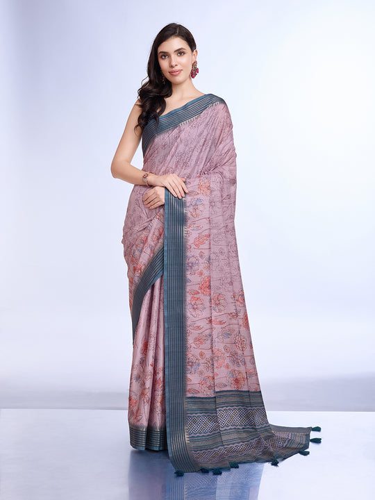 Lavender Poly Silk Daily Wear Saree With Blouse Piece