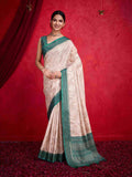Offwhite Pure Tussar Viscose Border Paisley Digital Printed With Blouse Piece