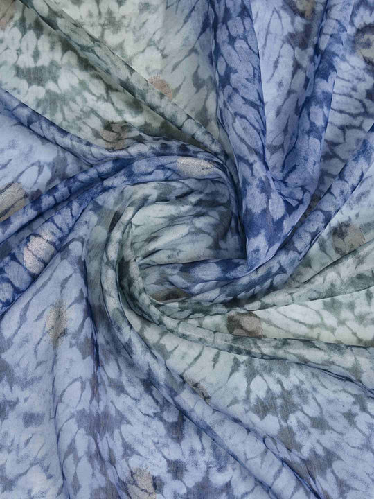 Indigoblue Pure Cotton Tie And Dye Printed Banarasi Rich Pallu Saree With Zari Tassels Saree With Blouse Piece