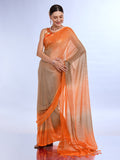 Orange & Yellow Weightless Saree With Blouse Piece