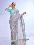 Grey Georgette Saree With Blouse Piece
