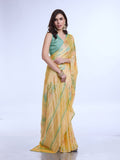 Lime Green Poly Chiffon Festive Wear Saree With Blouse Piecde