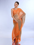 Orange & Yellow Weightless Saree With Blouse Piece