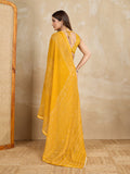 Pure Chiffon Bandhani Printed Saree With Viscose Woven Border And Blouse Piece