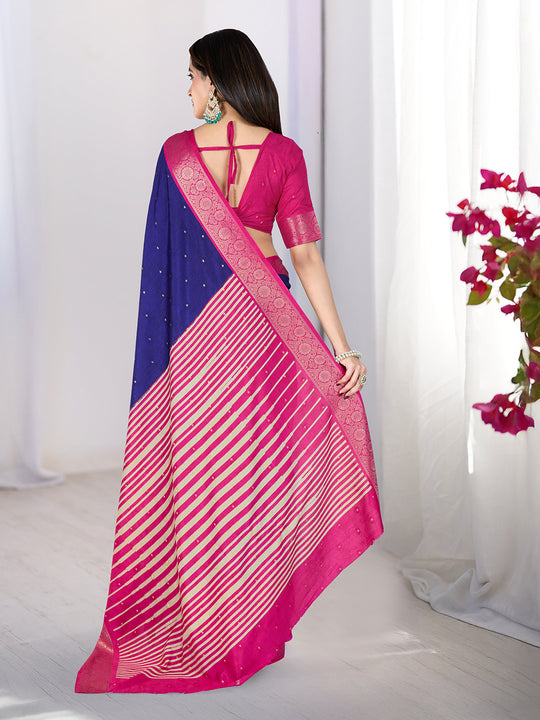 Pure Silk Woven Zari Saree With Jacquard Border And Blouse Piece