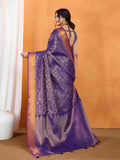 Purple Ikkat Woven Kajeevaram Silk Rich Pallu With Blouse Piece