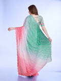 Green Poly Chiffon Festival Saree With Blouse Piece