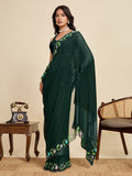 Green Georgette Soft Silk Saree With Blouse Piece