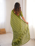 Soft Pure Cotton Hand Bagru Print Sarees With Blouse Pice