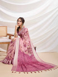 Onion-Pink Silk Chiffon Viscose Border Floral Printed Saree Saree With Blouse Piece