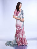 Grey Poly Chiffon Festival Saree With Blouse Piece