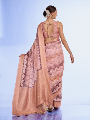 Violet Cotton Blend Saree With Blouse Piece