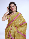 Yellow Poly Chiffon Festival Saree With Blouse Piece