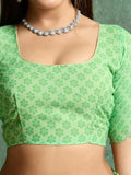 Poly Chiffon Leheriya Printed Saree With A Floral Touch And Swaroski Work With Scalloping