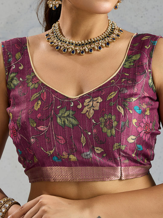 Pure Chiffon Digital Printed Woven Saree With Woven Border And Fancy Tassels