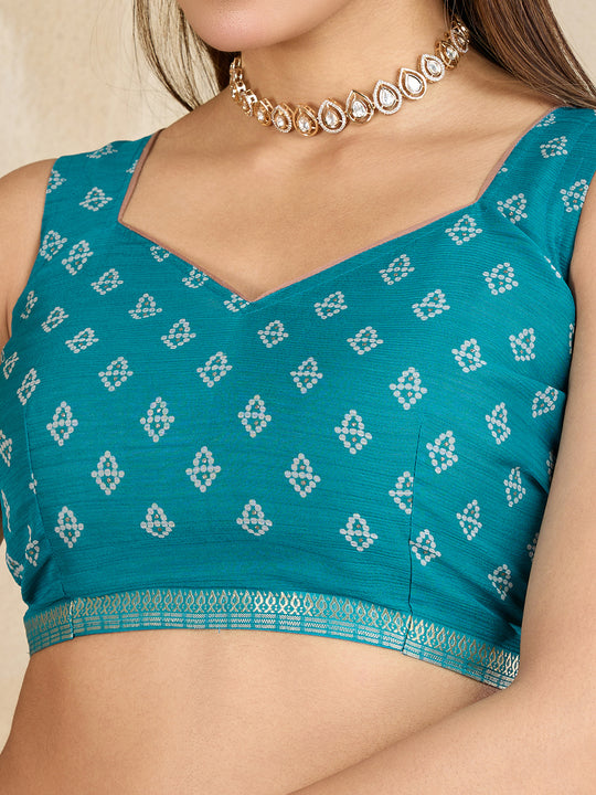 Pure Chiffon Bandhani Printed Saree With Viscose Woven Border And Blouse Piece