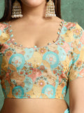 Poly Chiffon Dyed Saree With Heavy Embroidered Blouse Piece