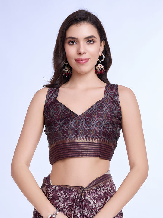 Purple Poly Silk Daily Wear Saree With Blouse Piece