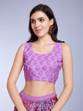 Lavender Poly Chiffon Festival Saree With Blouse Piece