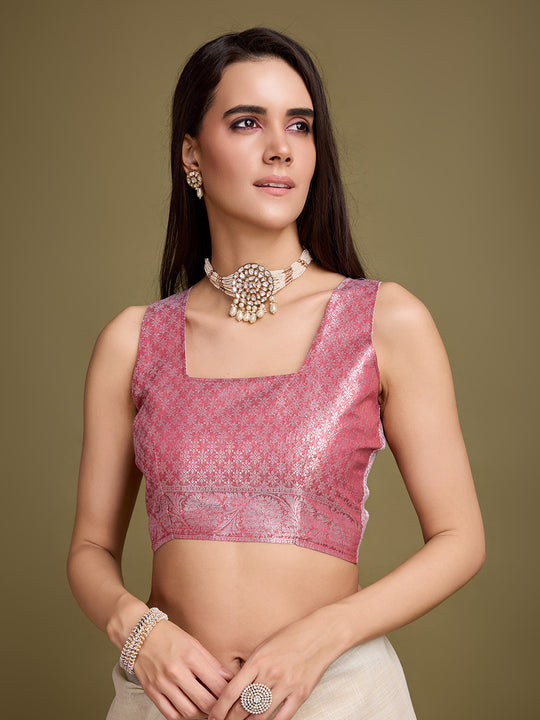 Beige Linen Blend Daily Wear Saree With Blouse Piece