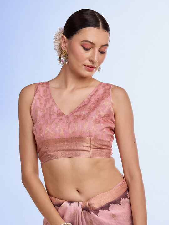 Violet Cotton Blend Saree With Blouse Piece