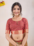 Mustard Yellow Poly Crepe Festive Wear Saree With Blouse Piece
