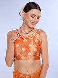 Orange & Yellow Weightless Saree With Blouse Piece