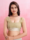 Beige Silk Georgette Festive Wear Saree With Blouse Piece