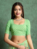 Poly Chiffon Leheriya Printed Saree With A Floral Touch And Swaroski Work With Scalloping